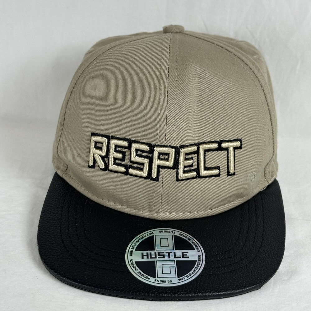Hustle Respect Hat Cap Snap Back Mens One Size Beige Black Respect Streetware